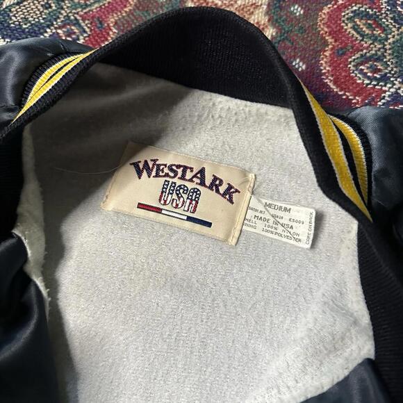 Vintage West Ark Bomber Nylon Jacket American Legion Blue Gold Trim Size M - Picture 3 of 7
